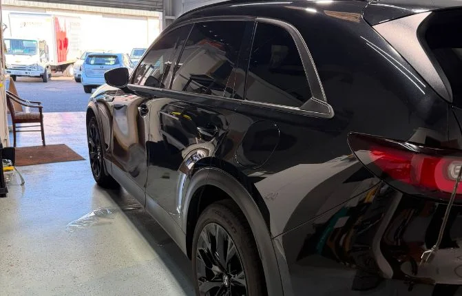 Professional auto detailing service performed in garage